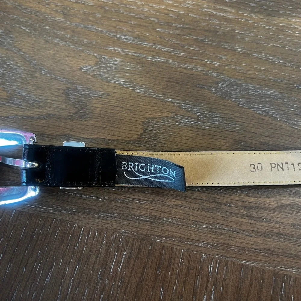 Brighton Black Leather Belt with Silver Buckle - Picture 4 of 6